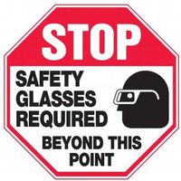 Accuform MPPE920XV 12"" x 12"" Stop Safety Sign: Safety Glasses Required Beyond This Point, Adhesive Dura-Vinyl