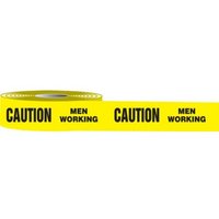 Accuform MPT127 3"" x 1000-ft Plastic Barricade Tape: Caution Men Working, Aluminum