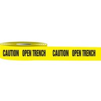 Accuform MPT131 3"" x 1000-ft Plastic Barricade Tape: Caution Open Trench, Aluminum