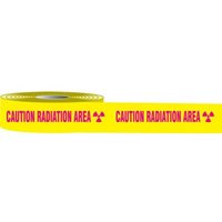 Accuform MPT33 3"" x 1000-ft Plastic Barricade Tape: Caution Radiation Area, Aluminum