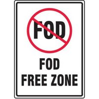 Accuform MQTL501XV 14"" x 10"" Safety Sign: FOD Free Zone, Adhesive Dura-Vinyl