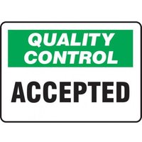Accuform MQTL703XP 10"" x 14"" Quality Control Safety Sign: Accepted, Accu-Shield