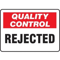 Accuform MQTL715VP 10"" x 14"" Quality Control Safety Sign: Rejected, Plastic
