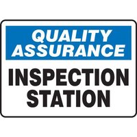 Accuform MQTL916VP 10"" x 14"" Quality Assurance Safety Sign: Inspection Station, Plastic