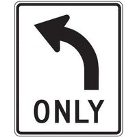 Accuform MR35LRA 30"" x 24"" Lane Guidance Sign: Left Turn Only (Arrow), Engineer-Grade Prismatic