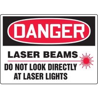Accuform MRAD012XL 10"" x 14"" OSHA Danger Safety Sign: Laser Beams - Do Not Look Directly At Laser Lights, Aluma-Lite
