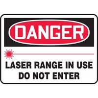 Accuform MRAD016VA 10"" x 14"" OSHA Danger Safety Sign: Laser Range In Use - Do Not Enter, Aluminum