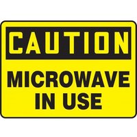 Accuform MRAD602XL 10"" x 14"" OSHA Caution Safety Sign: Microwave In Use, Aluma-Lite