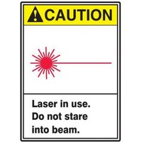 Accuform MRAD604XL 14"" x 10"" ANSI Caution Safety Sign: Laser In use. Do Not Stare Into Beam., Aluma-Lite