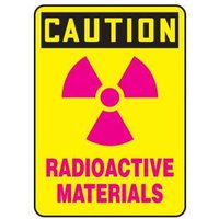 Accuform MRAD645VS 10"" x 7"" OSHA Caution Safety Sign: Radioactive Materials, Adhesive Vinyl