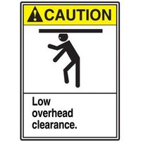 Accuform MRCR606VP 14"" x 10"" ANSI Caution Safety Sign: Low Overhead Clearance., Plastic