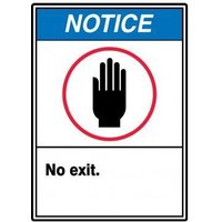 Accuform MRDM804VS 10"" x 7"" ANSI Notice Safety Sign: No Exit., Adhesive Vinyl