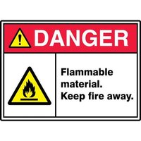 Accuform MRHL008XL 10"" x 14"" ANSI ISO Danger Safety Sign: Flammable Material - Keep Fire Away., Aluma-Lite