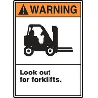 Accuform MRHR301XL 10"" x 7"" ANSI Warning Safety Sign: Look Out For Forklifts, Aluma-Lite