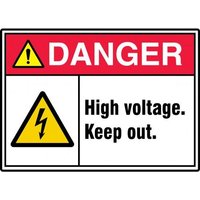 Accuform MRLC112XT 10"" x 14"" ANSI ISO Danger Safety Sign: High Voltage. Keep Out., Dura-Plastic