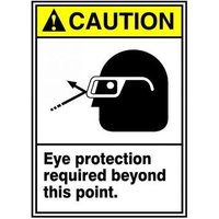 Accuform MRPE636VP 10"" x 7"" ANSI Caution Safety Sign: Eye Protection Required Beyond This Point, Plastic