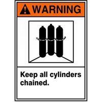 Accuform MRPG302VP 10"" x 7"" ANSI Warning Safety Sign: Keep All Cylinders Chained, Plastic