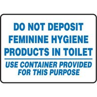 Accuform MRST504VA 10"" x 14"" Safety Sign: Do Not Deposit Feminine Hygiene Products In Toilet, Aluminum