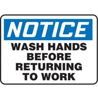 Accuform MRST813VP 10"" x 14"" OSHA Notice Safety Sign: Wash Hands Before Returning To Work, Plastic
