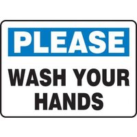 Accuform MRST904VS 10"" x 14"" Safety Sign: Please Wash Your Hands, Adhesive Vinyl