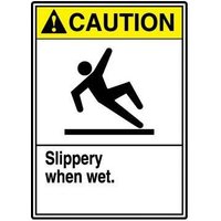 Accuform MRTF600XL 10"" x 7"" ANSI Caution Safety Sign: Slippery When Wet - Watch Your Step, Aluma-Lite