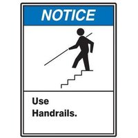Accuform MRTF801XL 14"" x 10"" ANSI Notice Safety Sign: Use Handrails, Aluma-Lite