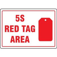Accuform MRTG560VP 10"" x 14"" Red Tag Area Sign: 5S Red Tag Area (Symbol), Plastic