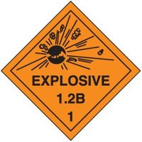 Accuform MSL110PS5 4"" x 4"" DOT Shipping Labels: Hazard Class 1: Explosive 1.2B, Adhesive Coated Paper
