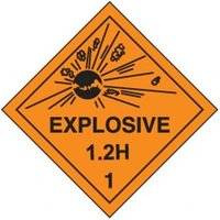 Accuform MSL116PS2 4"" x 4"" DOT Shipping Labels: Hazard Class 1: Explosive 1.2H, Adhesive Coated Paper