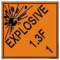 Accuform MSL121PS2 4"" x 4"" DOT Shipping Labels: Hazard Class 1: Explosive 1.3F, Adhesive Coated Paper