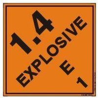 Accuform MSL130PS5 4"" x 4"" DOT Shipping Labels: Hazard Class 1: Explosive 1.4E, Adhesive Coated Paper