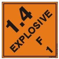 Accuform MSL131PS2 4"" x 4"" DOT Shipping Labels: Hazard Class 1: Explosive 1.4F, Adhesive Coated Paper