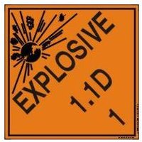 Accuform MSL14PS2 4"" x 4"" DOT Shipping Labels: Hazard Class 1: Explosive 1.1D, Adhesive Coated Paper