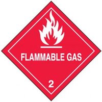 Accuform MSL202PS5 4"" x 4"" DOT Shipping Labels: Hazard Class 2: Flammable Gas, Adhesive Coated Paper