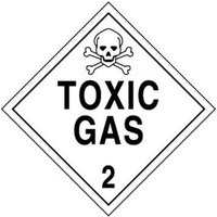 Accuform MSL206PS5 4"" x 4"" DOT Shipping Labels: Hazard Class 2: Toxic Gas, Adhesive Coated Paper