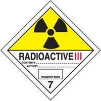 Accuform MSL703PS2 4"" x 4"" DOT Shipping Labels: Hazard Class 7: Radioactive III, Adhesive Coated Paper