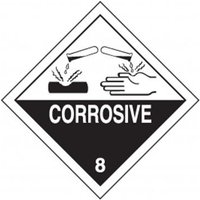 Accuform MSL801EV5 4"" x 4"" DOT Shipping Labels: Hazard Class 8: Corrosive, Adhesive Poly