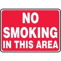 Accuform MSMG502VP 10"" x 14"" Smoking Control Sign: No Smoking In This Area, Plastic