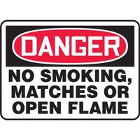 Accuform MSMK025XP 10"" x 14"" OSHA Danger Safety Sign: No Smoking, Matches Or Open Flame, Accu-Shield