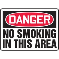 Accuform MSMK038XL 10"" x 14"" OSHA Danger Safety Sign: No Smoking In This Area, Aluma-Lite