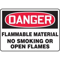 Accuform MSMK243XP 10"" x 14"" OSHA Danger Safety Sign: Flammable Material No Smoking Or Open Flames, Accu-Shield