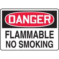 Accuform MSMK246VS 10"" x 14"" OSHA Danger Safety Sign: Flammable - No Smoking, Adhesive Vinyl