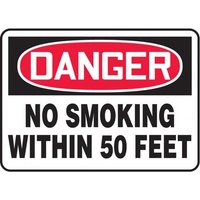 Accuform MSMK247VP 10"" x 14"" OSHA Danger Safety Sign: No Smoking Within 50 Feet, Plastic