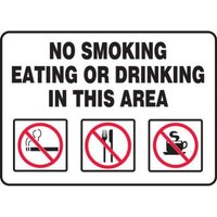 Accuform MSMK408VP 10"" x 14"" Safety Sign: No Smoking Eating Or Drinking In This Area, Plastic