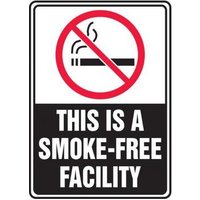 Accuform MSMK533XV 10"" x 7"" Safety Sign: (Graphic) This Is A Smoke-Free Facility, Adhesive Dura-Vinyl