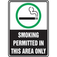 Accuform MSMK538XT 10"" x 7"" Safety Sign: Smoking Permitted In This Area Only, Dura-Plastic
