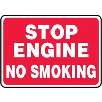 Accuform MSMK576VP 14"" x 20"" Safety Sign: Stop Engine - No Smoking, Plastic
