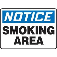 Accuform MSMK812XV 10"" x 14"" OSHA Notice Safety Sign: Smoking Area, Adhesive Dura-Vinyl