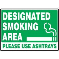 Accuform MSMK967XT 10"" x 14"" Safety Sign: Designated Smoking Area - Please Use Ashtrays, Dura-Plastic