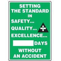 Accuform MSR132PL 20"" x 14"" Write-A-Day ScoreBoard: Setting The Standard in Safety Quality Excellence - _ Days without an Accident Plastic